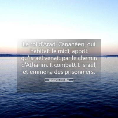 Picture 05 - Nombres 21:1 LSG - Le roi d'Arad, Cananéen, qui habitait le midi, - Bible Verse Picture