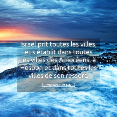 Picture 05 - Nombres 21:25 LSG - Israël prit toutes les villes, et s'établit - Bible Verse Picture