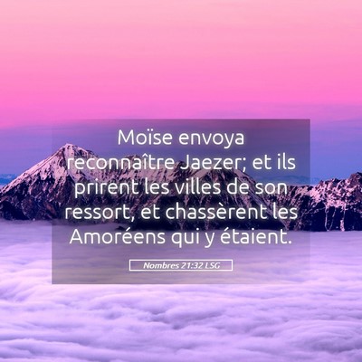 Picture 05 - Nombres 21:32 LSG - Moïse envoya reconnaître Jaezer; et ils prirent - Bible Verse Picture