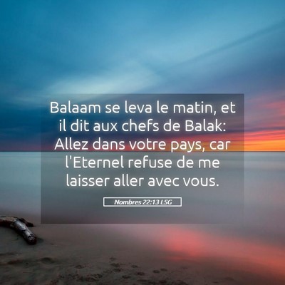 Picture 05 - Nombres 22:13 LSG - Balaam se leva le matin, et il dit aux chefs de - Bible Verse Picture