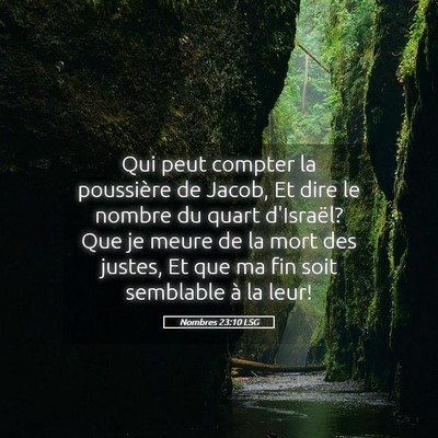 Picture 05 - Nombres 23:10 LSG - Qui peut compter la poussière de Jacob, Et dire - Bible Verse Picture