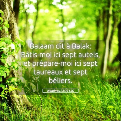 Picture 05 - Nombres 23:29 LSG - Balaam dit à Balak: Bâtis-moi ici sept autels, - Bible Verse Picture