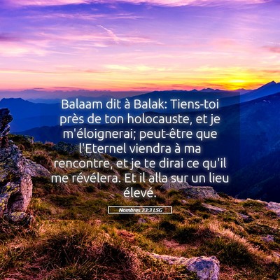 Picture 05 - Nombres 23:3 LSG - Balaam dit à Balak: Tiens-toi près de ton - Bible Verse Picture