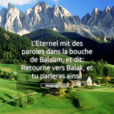 Picture 05 - Nombres 23:5 LSG - L'Eternel mit des paroles dans la bouche de - Bible Verse Picture