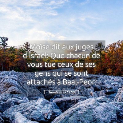 Picture 05 - Nombres 25:5 LSG - Moïse dit aux juges d'Israël: Que chacun de - Bible Verse Picture