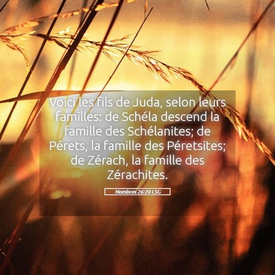 Picture 05 - Nombres 26:20 LSG - Voici les fils de Juda, selon leurs familles: de - Bible Verse Picture