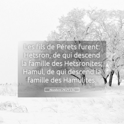 Picture 05 - Nombres 26:21 LSG - Les fils de Pérets furent: Hetsron, de qui - Bible Verse Picture