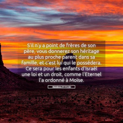 Picture 05 - Nombres 27:11 LSG - S'il n'y a point de frères de son père, vous - Bible Verse Picture