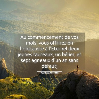 Picture 05 - Nombres 28:11 LSG - Au commencement de vos mois, vous offrirez en - Bible Verse Picture