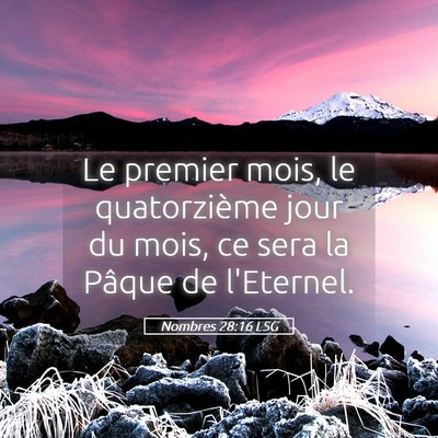 Picture 05 - Nombres 28:16 LSG - Le premier mois, le quatorzième jour du mois, ce - Bible Verse Picture