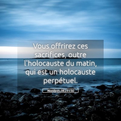 Picture 05 - Nombres 28:23 LSG - Vous offrirez ces sacrifices, outre l'holocauste - Bible Verse Picture