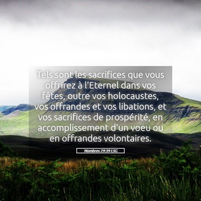 Picture 05 - Nombres 29:39 LSG - Tels sont les sacrifices que vous offrirez à - Bible Verse Picture