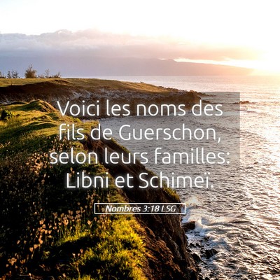 Picture 05 - Nombres 3:18 LSG - Voici les noms des fils de Guerschon, selon leurs - Bible Verse Picture