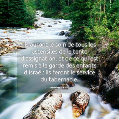 Picture 05 - Nombres 3:8 LSG - Ils auront le soin de tous les ustensiles de la - Bible Verse Picture