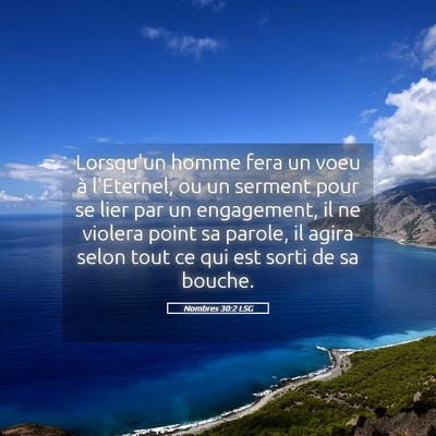 Picture 05 - Nombres 30:2 LSG - Lorsqu'un homme fera un voeu à l'Eternel, ou un - Bible Verse Picture