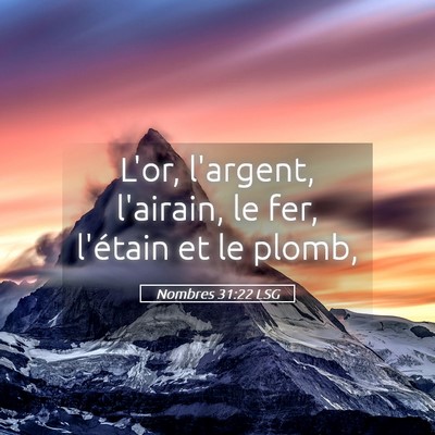 Picture 05 - Nombres 31:22 LSG - L'or, l'argent, l'airain, le fer, l'étain et le - Bible Verse Picture