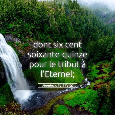 Picture 05 - Nombres 31:37 LSG - dont six cent soixante-quinze pour le tribut à - Bible Verse Picture