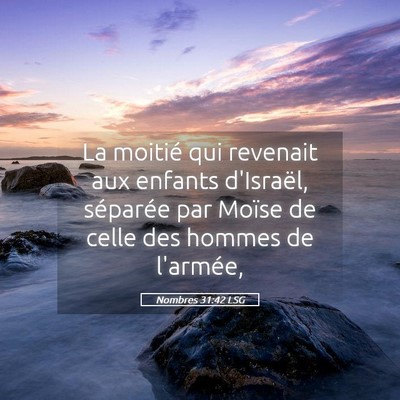 Picture 05 - Nombres 31:42 LSG - La moitié qui revenait aux enfants d'Israël, - Bible Verse Picture