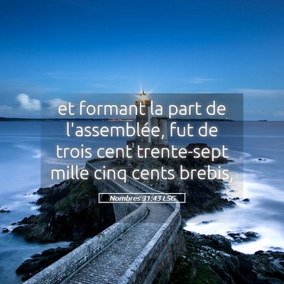 Picture 05 - Nombres 31:43 LSG - et formant la part de l'assemblée, fut de trois - Bible Verse Picture