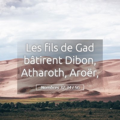 Picture 05 - Nombres 32:34 LSG - Les fils de Gad bâtirent Dibon, Atharoth, - Bible Verse Picture