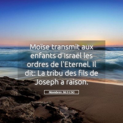 Picture 05 - Nombres 36:5 LSG - Moïse transmit aux enfants d'Israël les ordres - Bible Verse Picture