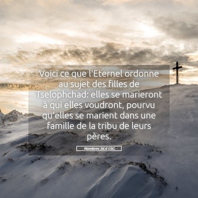 Picture 05 - Nombres 36:6 LSG - Voici ce que l'Eternel ordonne au sujet des - Bible Verse Picture