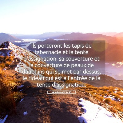 Picture 05 - Nombres 4:25 LSG - Ils porteront les tapis du tabernacle et la tente - Bible Verse Picture
