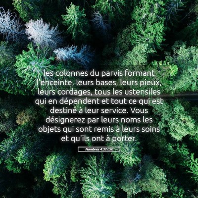 Picture 05 - Nombres 4:32 LSG - les colonnes du parvis formant l'enceinte, leurs - Bible Verse Picture