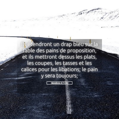 Picture 05 - Nombres 4:7 LSG - Ils étendront un drap bleu sur la table des - Bible Verse Picture