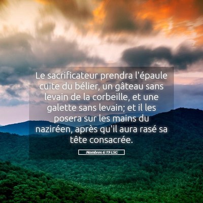 Picture 05 - Nombres 6:19 LSG - Le sacrificateur prendra l'épaule cuite du - Bible Verse Picture