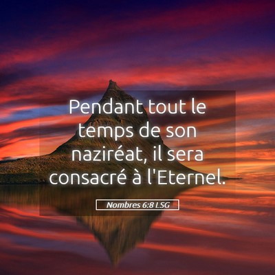 Picture 05 - Nombres 6:8 LSG - Pendant tout le temps de son naziréat, il sera - Bible Verse Picture
