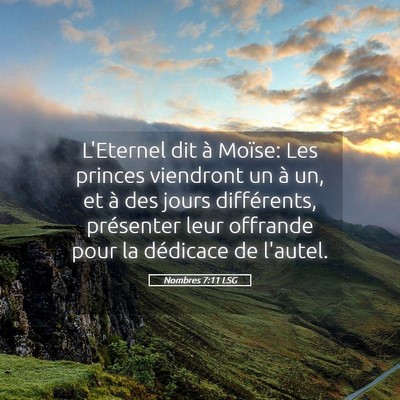 Picture 05 - Nombres 7:11 LSG - L'Eternel dit à Moïse: Les princes viendront un - Bible Verse Picture
