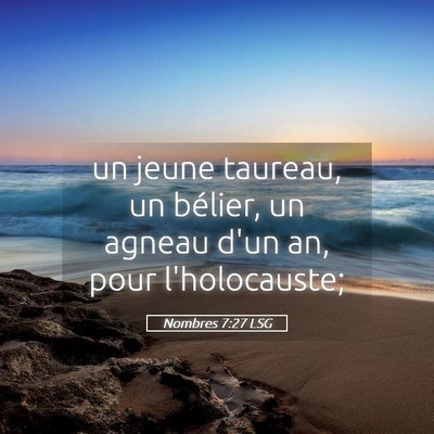 Picture 05 - Nombres 7:27 LSG - un jeune taureau, un bélier, un agneau d'un an, - Bible Verse Picture