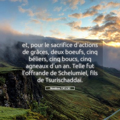 Picture 05 - Nombres 7:41 LSG - et, pour le sacrifice d'actions de grâces, deux - Bible Verse Picture