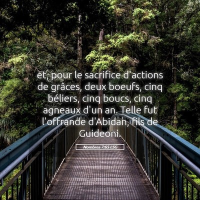 Picture 05 - Nombres 7:65 LSG - et, pour le sacrifice d'actions de grâces, deux - Bible Verse Picture