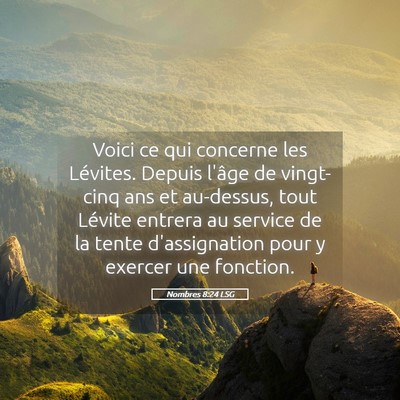 Picture 05 - Nombres 8:24 LSG - Voici ce qui concerne les Lévites. Depuis l'âge - Bible Verse Picture
