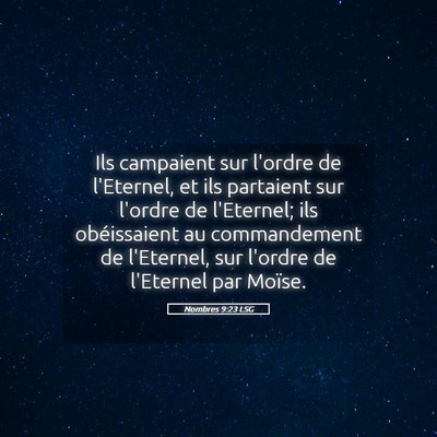 Picture 05 - Nombres 9:23 LSG - Ils campaient sur l'ordre de l'Eternel, et ils - Bible Verse Picture