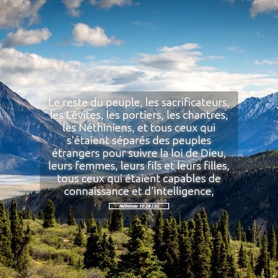 Picture 05 - Néhémie 10:28 LSG - Le reste du peuple, les sacrificateurs, les - Bible Verse Picture