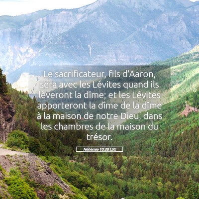 Picture 05 - Néhémie 10:38 LSG - Le sacrificateur, fils d'Aaron, sera avec les - Bible Verse Picture