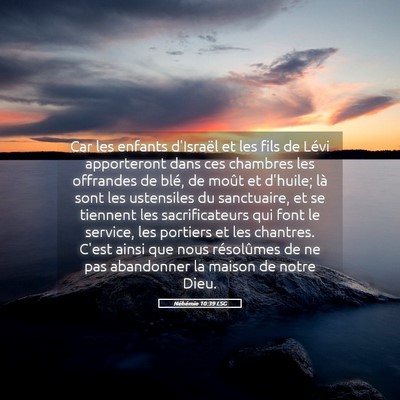 Picture 05 - Néhémie 10:39 LSG - Car les enfants d'Israël et les fils de Lévi - Bible Verse Picture