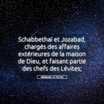 Picture 05 - Néhémie 11:16 LSG - Schabbethaï et Jozabad, chargés des affaires - Bible Verse Picture