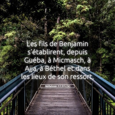Picture 05 - Néhémie 11:31 LSG - Les fils de Benjamin s'établirent, depuis - Bible Verse Picture