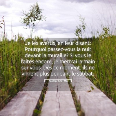 Picture 05 - Néhémie 13:21 LSG - Je les avertis, en leur disant: Pourquoi - Bible Verse Picture