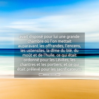 Picture 05 - Néhémie 13:5 LSG - avait disposé pour lui une grande chambre où - Bible Verse Picture