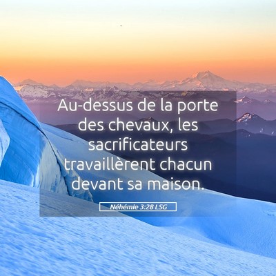 Picture 05 - Néhémie 3:28 LSG - Au-dessus de la porte des chevaux, les - Bible Verse Picture