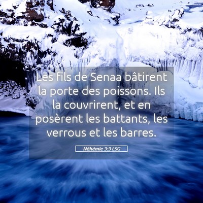 Picture 05 - Néhémie 3:3 LSG - Les fils de Senaa bâtirent la porte des - Bible Verse Picture