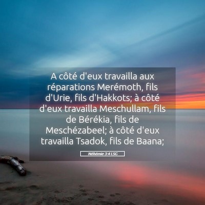 Picture 05 - Néhémie 3:4 LSG - A côté d'eux travailla aux réparations - Bible Verse Picture