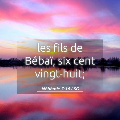Picture 05 - Néhémie 7:16 LSG - les fils de Bébaï, six cent - Bible Verse Picture