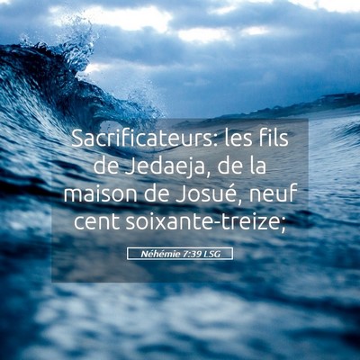 Picture 05 - Néhémie 7:39 LSG - Sacrificateurs: les fils de Jedaeja, de la maison - Bible Verse Picture