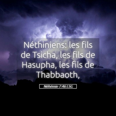 Picture 05 - Néhémie 7:46 LSG - Néthiniens: les fils de Tsicha, les fils de - Bible Verse Picture